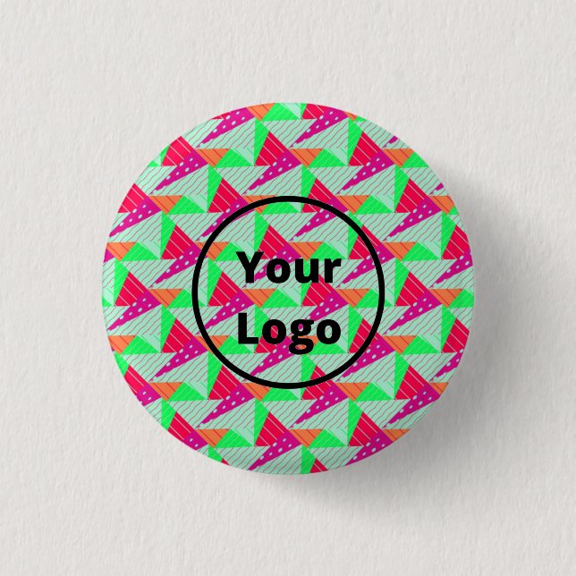 Retro colourful triiangles pattern 3 cm round badge (Front)