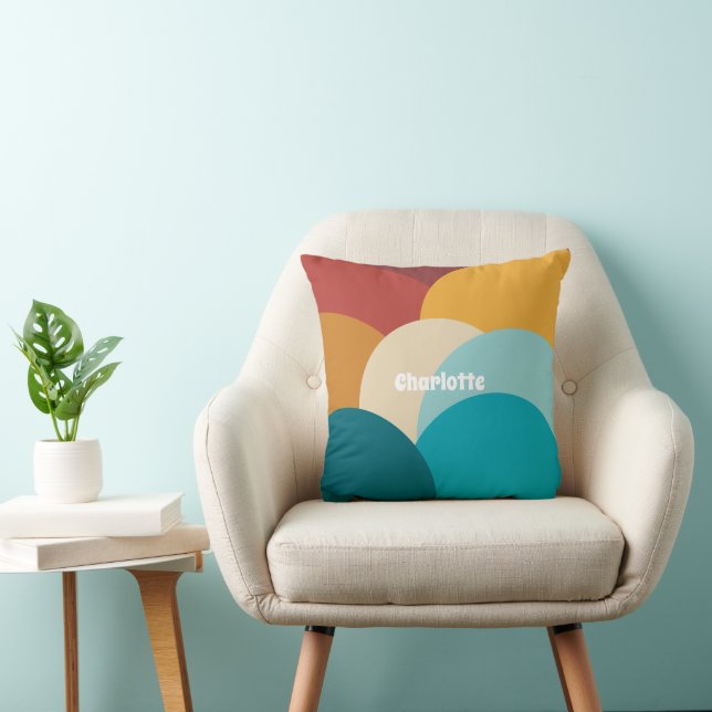 Retro Colourful Vintage Abstract Art Personalised  Cushion (Chair)