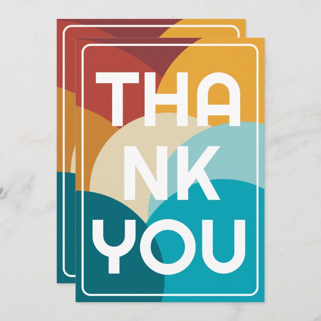 Retro Colourful Vintage Abstract Art  Thank You Card (Front/Back)
