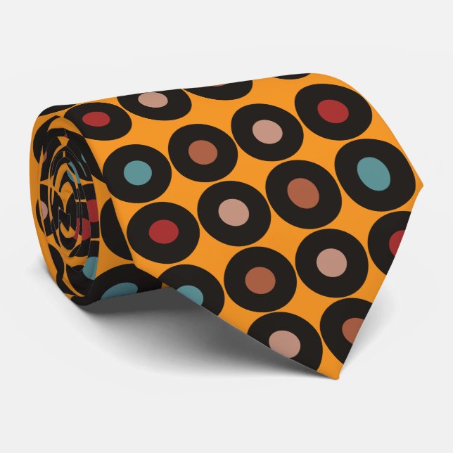 Retro Colourful Vinyl Record Music  Tie (Rolled)