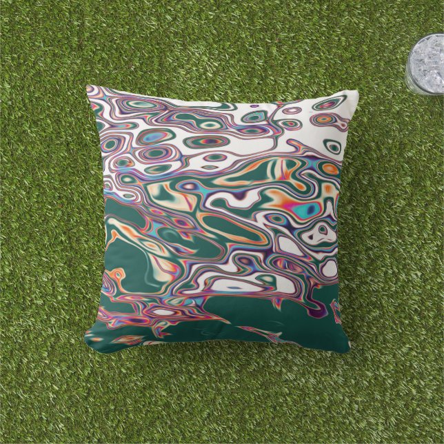 Retro Colourful Water Abstract Pattern   Cushion (Grass)