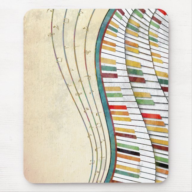 Retro Colourful Wavy Piano  Mouse Mat (Front)