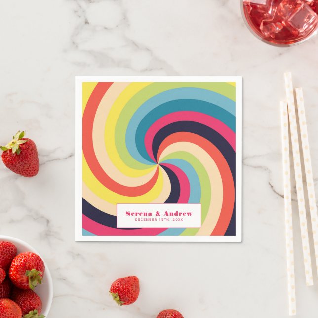 Retro Colourful Wedding  Napkin (Insitu)