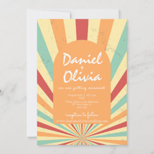 Retro Colourful with QR/Photo Wedding Invitation