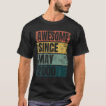 Retro Colours 21St Birthday Boys Girls Awesome Sin T-Shirt<br><div class="desc">Awesome Since May 2000 Design - Vintage Happy BDay Graphic For Boys,  Girls,  Kids,  Adults,  Men and Women - Distressed Gemini Zodiac Sign | Taurus Clothes - Birthday & Christmas Arts</div>