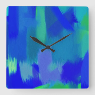 Retro Colours Abstract Painting 20 Square Wall Clock