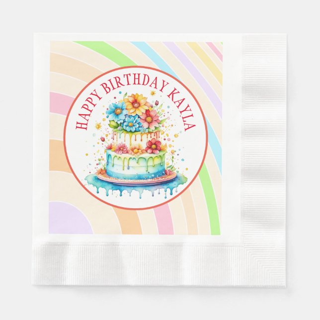 Retro Colours and Birthday Party  Napkin (Front)