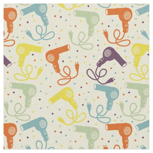 Retro Colours Hairdryers Blow Dryers Patterned Fabric (Close Up)