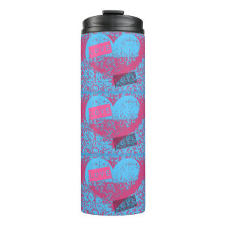 Retro Colours Love Heart Pattern Thermal Tumbler