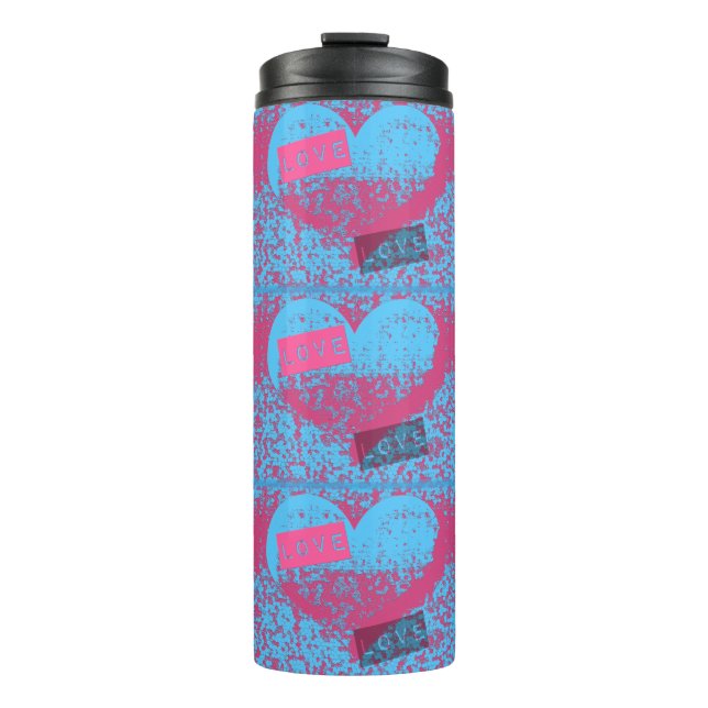 Retro Colours Love Heart Pattern Thermal Tumbler (Front)