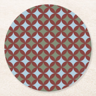 Retro Colours Mid Century Modern Circles Round Paper Coaster
