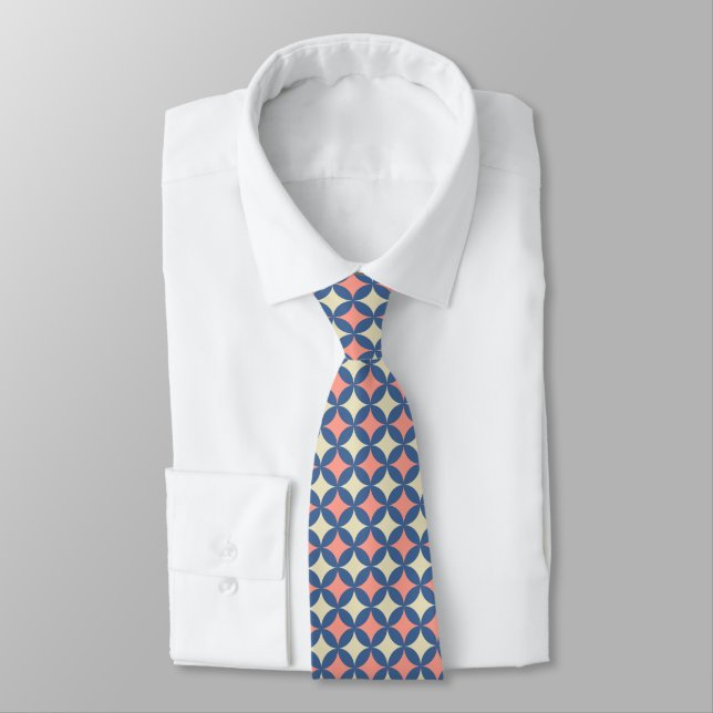 Retro Colours Mid Century Modern Circles Tie (Tied)