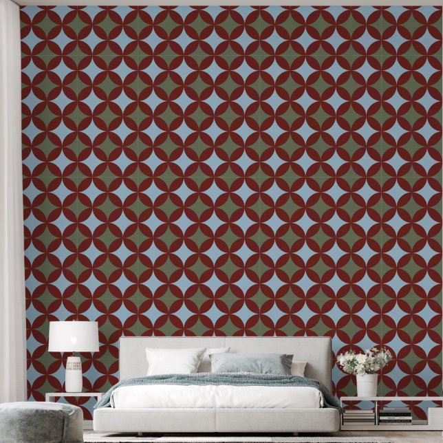Retro Colours Mid Century Modern Circles Wallpaper (Bedroom)