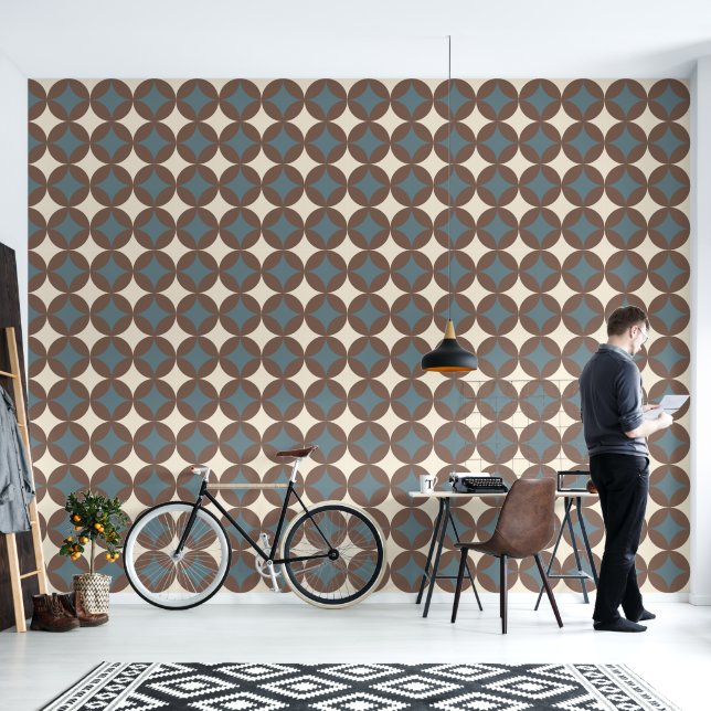 Retro Colours Mid Century Modern Circles Wallpaper (Living Room)