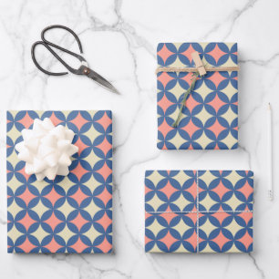 Retro Colours Mid Century Modern Circles Wrapping Paper Sheet