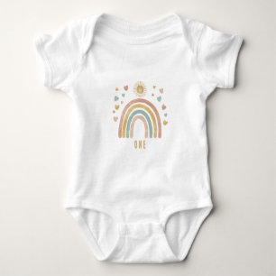 Retro Colours Rainbow and Sun Birthday Age Baby Bodysuit