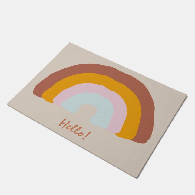Retro Colours Rainbow Doodle Drawing Custom Messag Doormat (Angled)