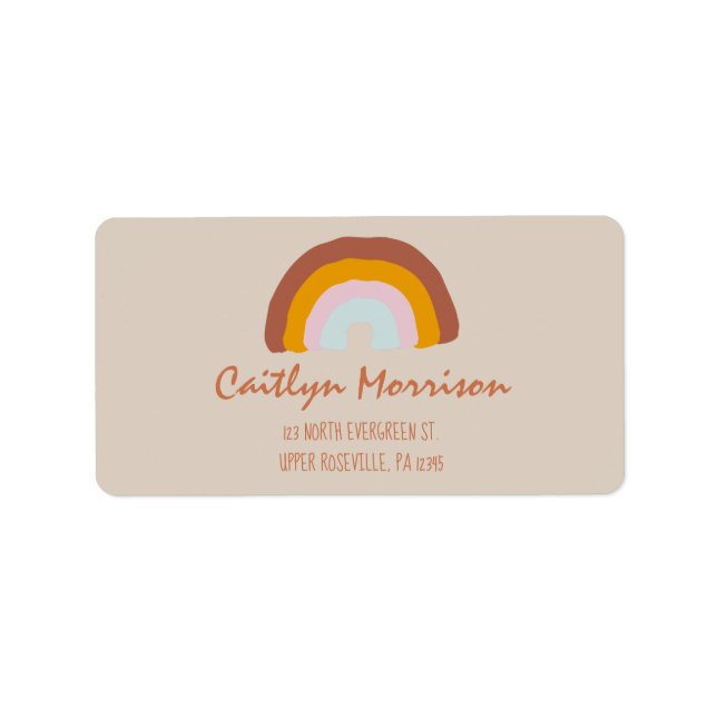Retro Colours Rainbow Doodle Return Address Label (Front)