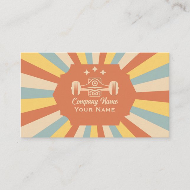Retro Colours Skateboard  Business Card (Front)