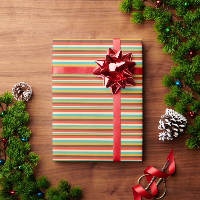 Retro colours stripes design wrapping paper  (Holiday Gift)