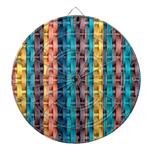 Retro colours stripes wicker art graphic design dartboard