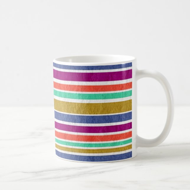 Retro Colours Textured Look Stripes Coffee Mug (Right)