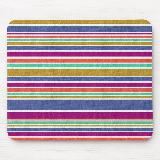 Retro Colours Textured Look Stripes Mouse Mat (Front)