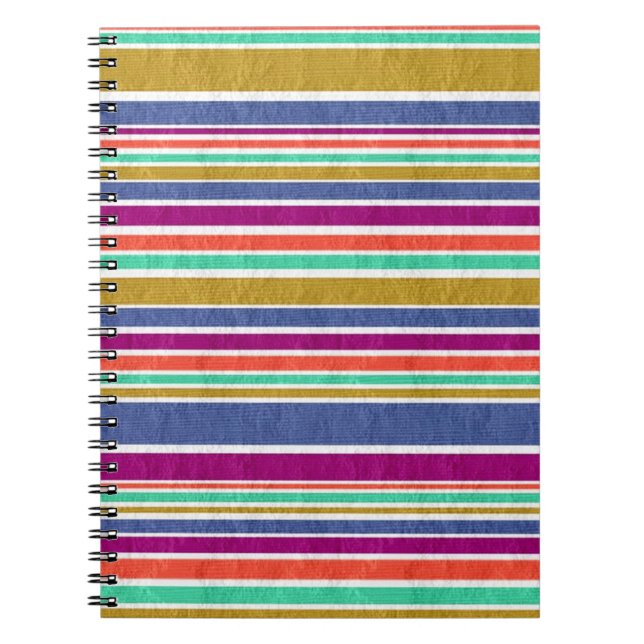Retro Colours Textured Look Stripes Notebook (Front)