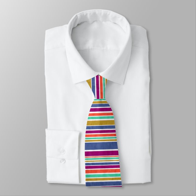 Retro Colours Textured Look Stripes Tie (Tied)