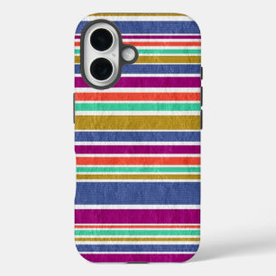 Retro Colours Textured Striped iPhone 16 Case