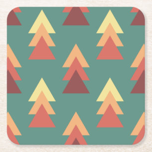 Retro Colours Triangles Square Paper Coaster