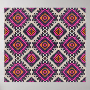 Retro colours, tribal Navajo design. Poster