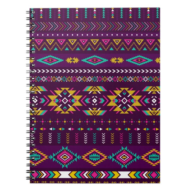retro colours tribal vintage seamless navajo patte notebook (Front)