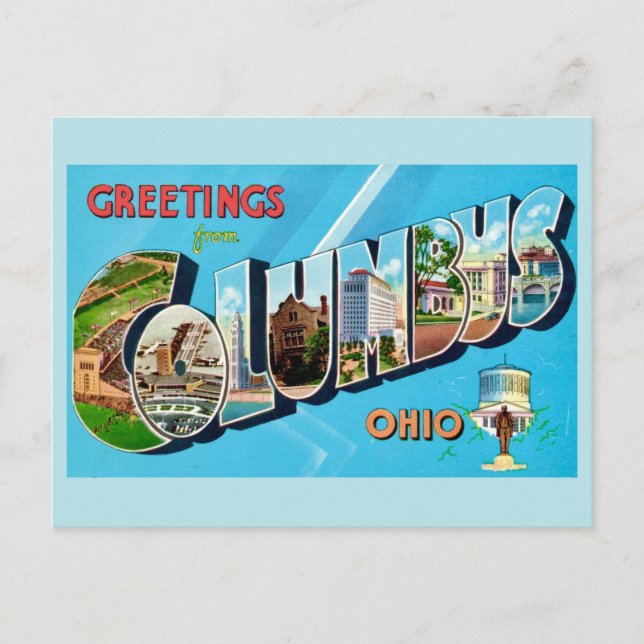 Retro Columbus Ohio Greeting  Postcard (Front)