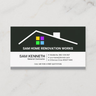 Retro Column Home Repair Construction Business Card