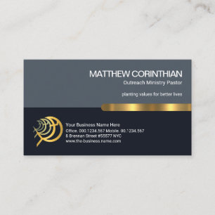 Retro Column Layers Gold Stripe Christian Pastor Business Card