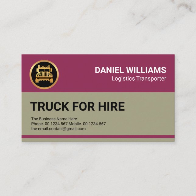 Retro Columnar Layers Truck For Hire Driver Business Card (Front)