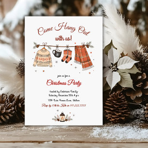 Retro Come Hang Up Clothesline Christmas Party Invitation