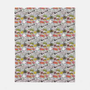 Retro Comic Action Words Fleece Blanket
