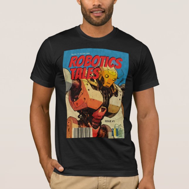Retro Comic Book Cover Robot Graphic T-Shirt (Front)