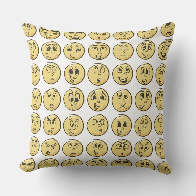 Retro Comic Book Emoji Pillow (Front)