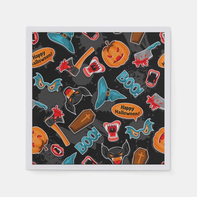 Retro Comic Book Halloween Napkin (Front)
