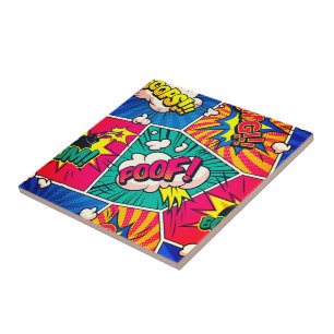 Retro Comic Book Pop Art Ceramic Tile Decor