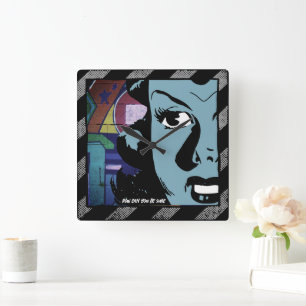 Retro Comic Book Pop Art Square Wall Clock