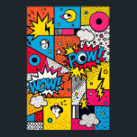 Retro Comic Book POW WOW - Modern Abstract Pop Art Poster<br><div class="desc">Step into a world where colour detonates and every moment is an event. This artwork isn't just a design; it's a vibrant tapestry that captures the electric energy and rebellious spirit of the 1960s Pop Art revolution. Each panel in this meticulously arranged grid tells its own story, weaving together a...</div>