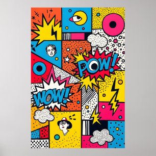 Retro Comic Book POW WOW - Modern Abstract Pop Art Poster