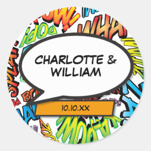 Retro Comic Book Typographic Speech Bubble Classic Round Sticker