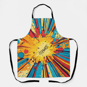 Retro Comic Book Yellow Explosion Pop Art Apron