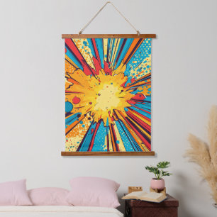 Retro Comic Book Yellow Explosion Pop Art Hanging Tapestry