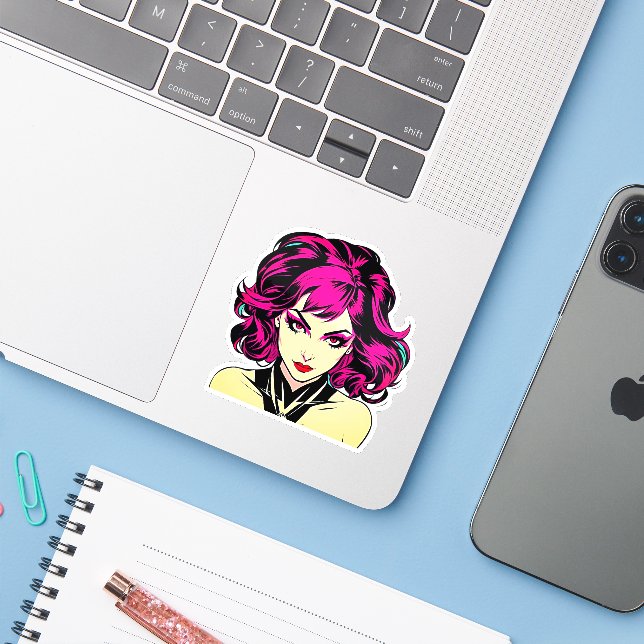 Retro Comic Charm - Bright Pop Art Girl (Laptop w/ iPhone)